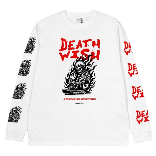 Image of Hemdev Tshirt Longsleeve Deathwish White Tees Katun