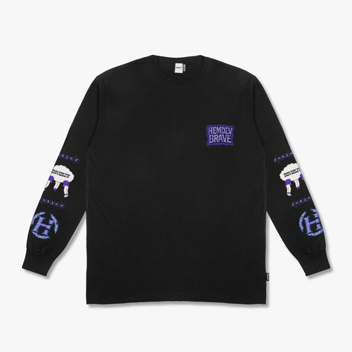Image of Hemdev Tshirt Longsleeve Enigma Black Tees Katun