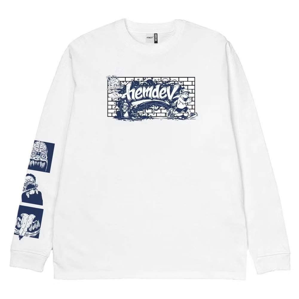 Hemdev Tshirt Longsleeve Grafiti White Tees Katun