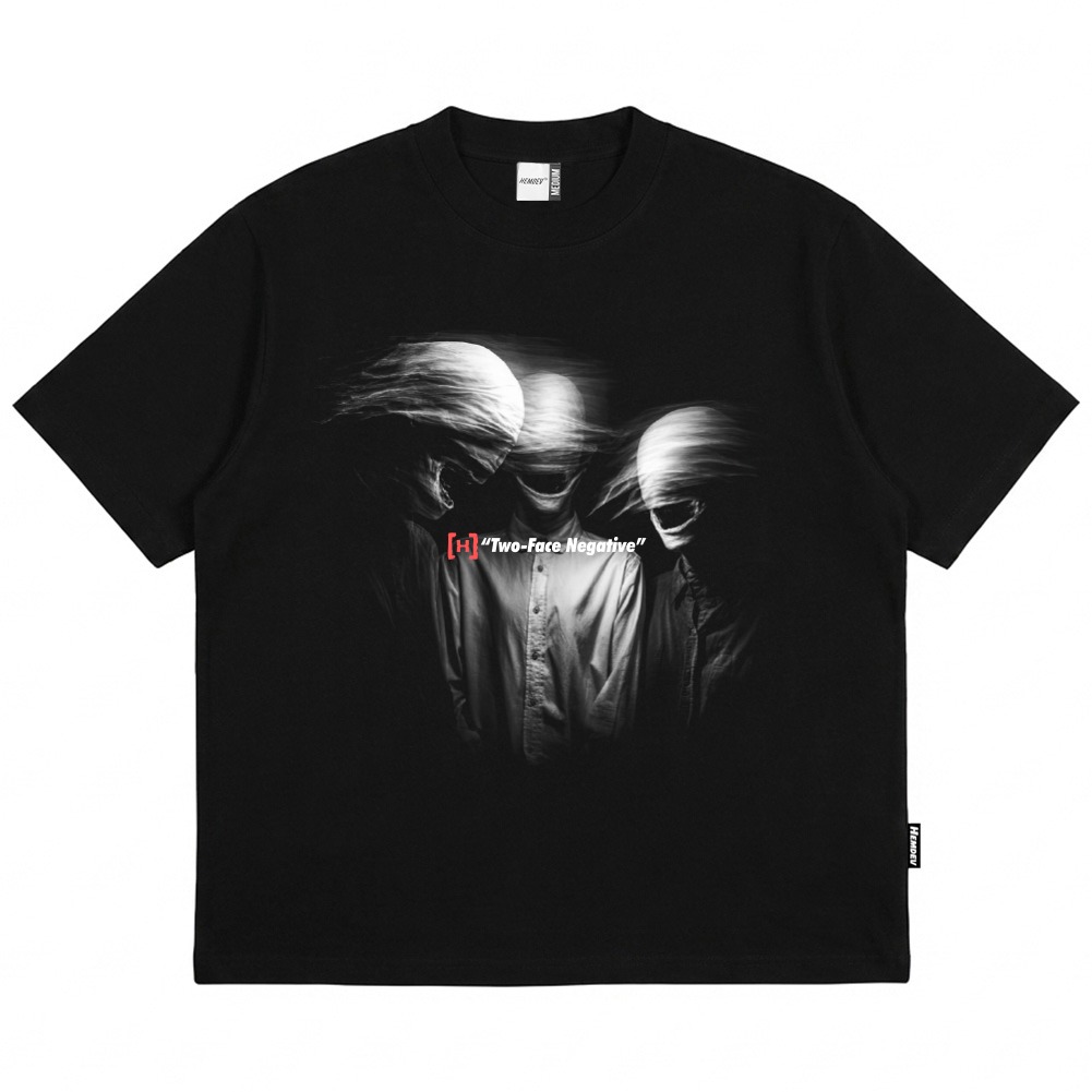 Hemdev Tshirt Boxy Oversized Negativa Black Tees Katun