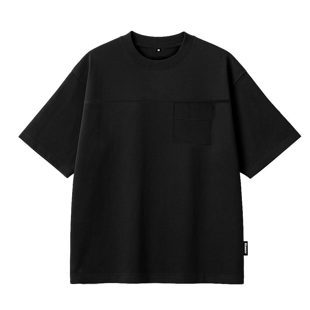 Hemdev Tshirt Oversize Pocket Polizei Black Tees 24s Katun