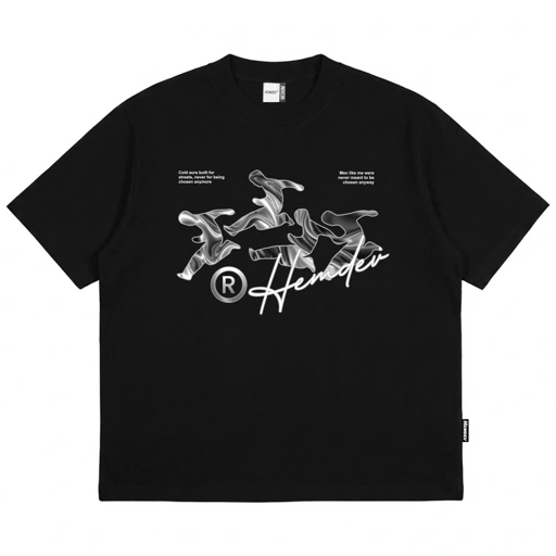 Hemdev Tshirt Boxy Oversized Flexx Black Tees Katun