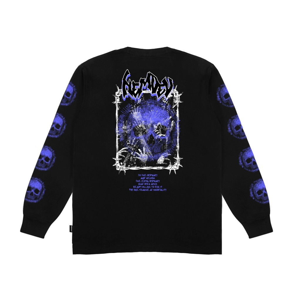 Hemdev Tshirt Longsleeve Leatre Black Tees Katun
