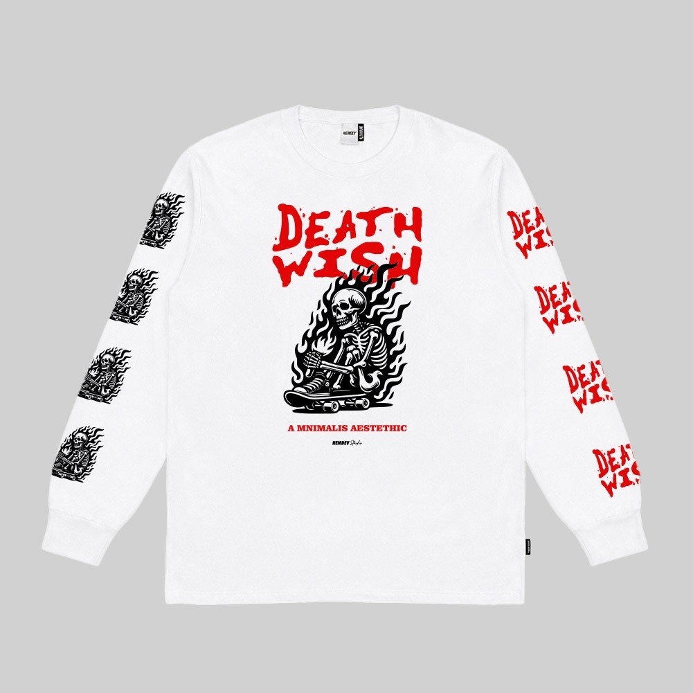 Hemdev Tshirt Longsleeve Deathwish White Tees Katun