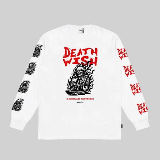 Hemdev Tshirt Longsleeve Deathwish White Tees Katun