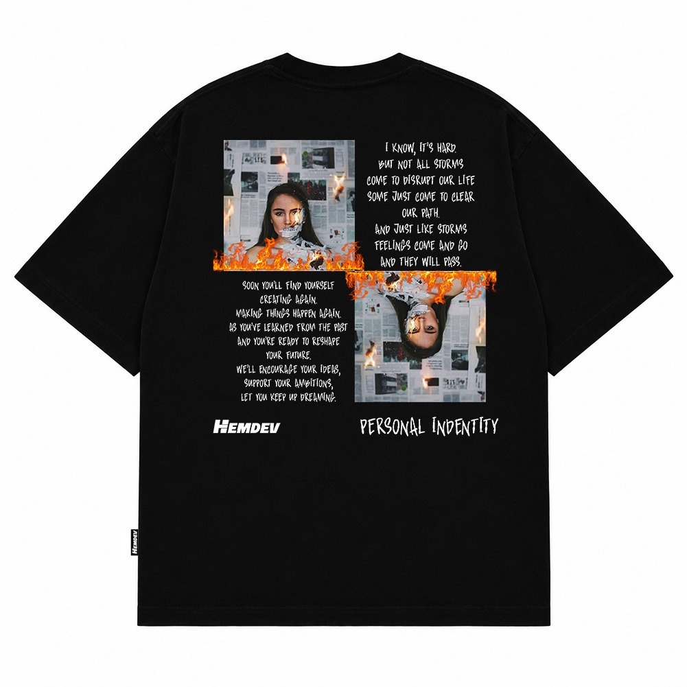 Hemdev Tshirt Oversized Identity Black Tees Katun