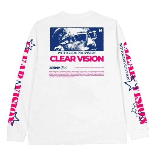 Image of Hemdev Tshirt Longsleeve Clear Vision White Tees Katun