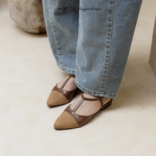 Image of ECCLETTE X ANGGITADISTYAS - ANGERA FLATS | Sepatu Wanita Shoes Slip On Pita Mules Korean Ballerina