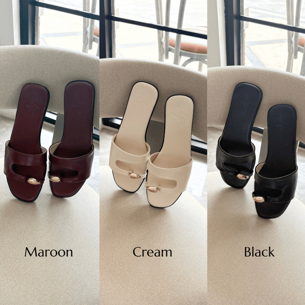 ECCLETTE - CORINNE SANDAL | FLAT WANITA TOE JEMPOL GOLD KOKOP KEKINIAN TEPLEK SENDAL SLIP ON