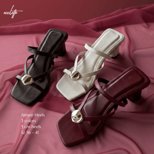 Image of ECCLETTE - AIMEE HEELS | Square Toe Hak Tahu Wanita Elegan Sandal Tali Nyaman Sepatu Kondangan Kerja