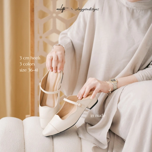 Image of ECCLETTE X ANGGITADISTYAS - DELPHIS MULES | SEPATU HEELS HAK WANITA 3CM CASUAL FORMAL LEBARAN