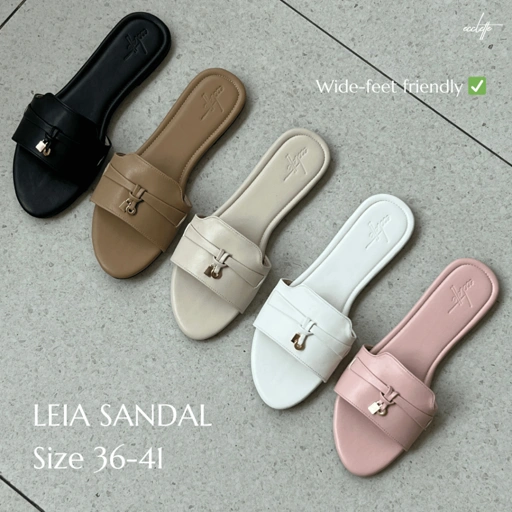 Image of ECCLETTE - SANDAL LEIA | FLAT WANITA SANTAI KOKOP KEKINIAN HITS TEPLEK GEMBOK SENDAL SLIP ON