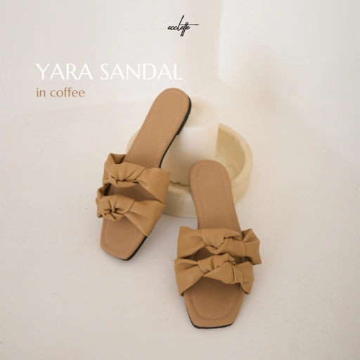 Image of ECCLETTE - SANDAL YARA | FLAT WANITA SANTAI KOKOP KEKINIAN HITS TEPLEK PITA KNOT SENDAL