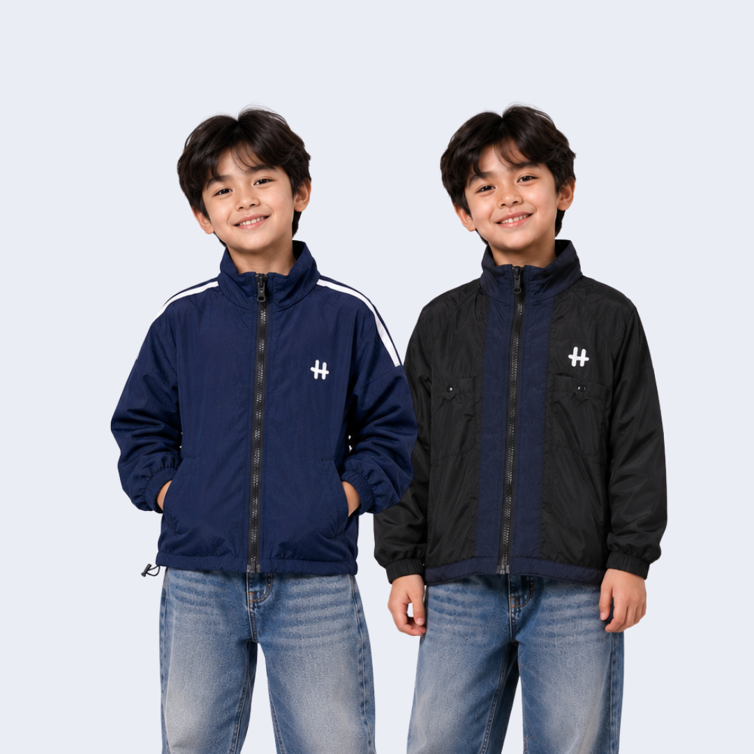 Hijasku Jaket Anak 2in1 Tracktop Suit Windbreaker Reverse Laki Laki Perempuan