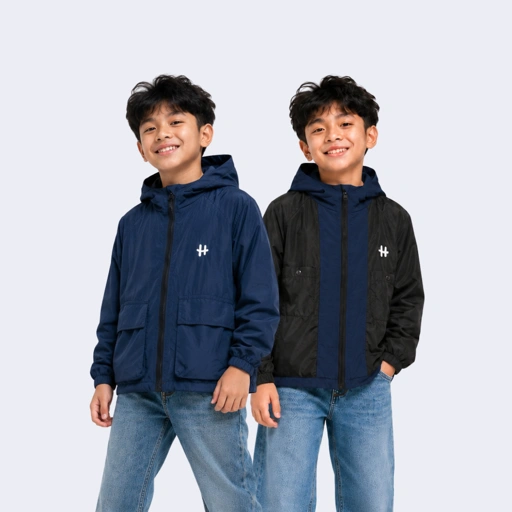 Hijasku Jaket Anak Parka 2in1 Windbreaker Reverse  Laki Laki Perempuan