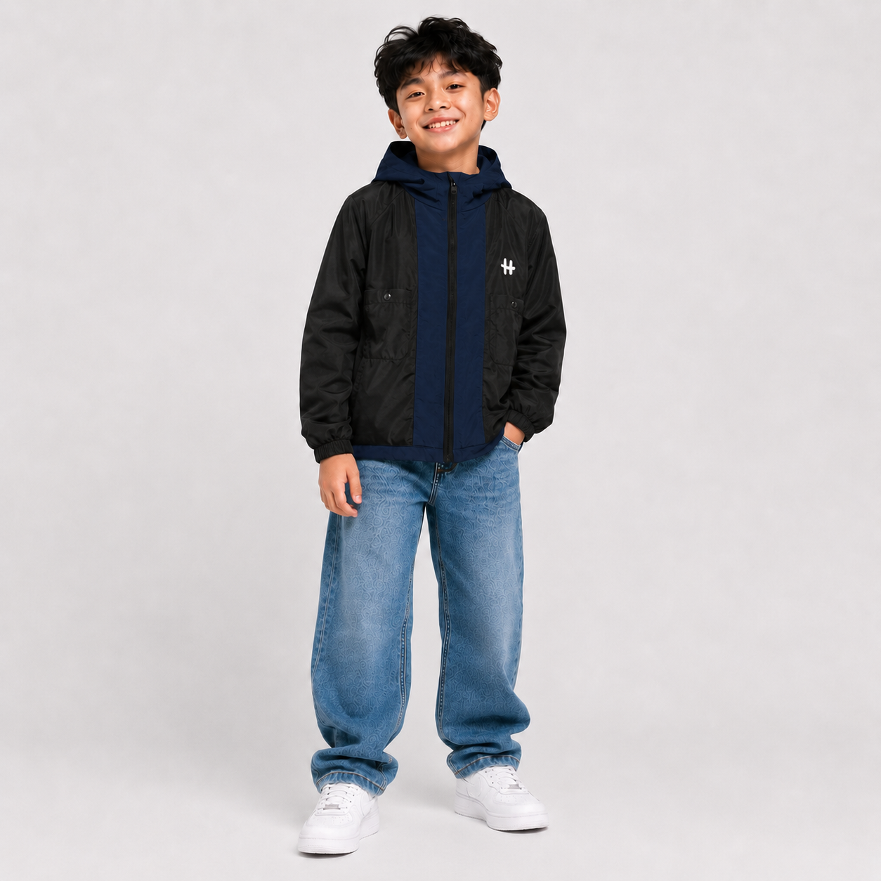 Hijasku Jaket Anak Parka 2in1 Windbreaker Reverse Laki Laki Perempuan