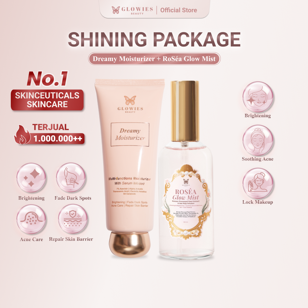 GLOWIES BEAUTY Shining Package Roséa Glow Mist & Moisturizer Glowies Beauty 80 ml Face Mist Pearl Extract with Korean Technology & Sea Kelp Infusion Rose extract Niacinamade Tranexamic Acid Face Mist 100ml
