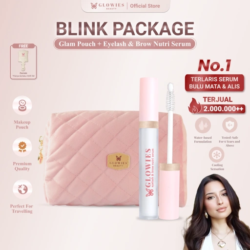 GLOWIES BEAUTY Blink Package Eyelaah & Brow Nutri Serum Bulu Mata & Alis 4ml Glam Pouch Eksklusif Perawatan Harian Praktis Lentik Natural & Stylish On-the-Go