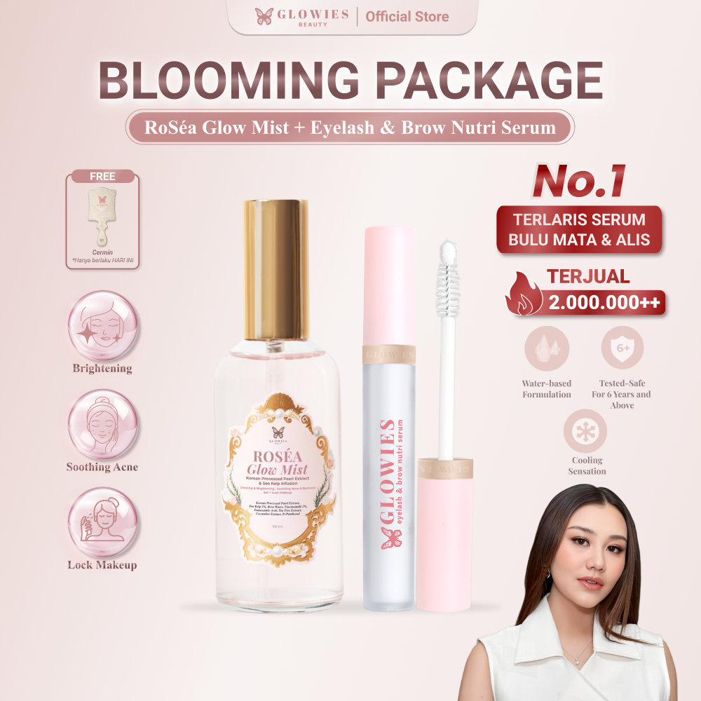 Blooming Package RoSéa Glow Mist Face Mist Pearl Extract with Korean Technology & Eyelash Brow Nutri Serum Serum Bulu Mata