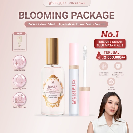 Blooming Package RoSéa Glow Mist Face Mist Pearl Extract with Korean Technology & Eyelash Brow Nutri Serum Serum Bulu Mata