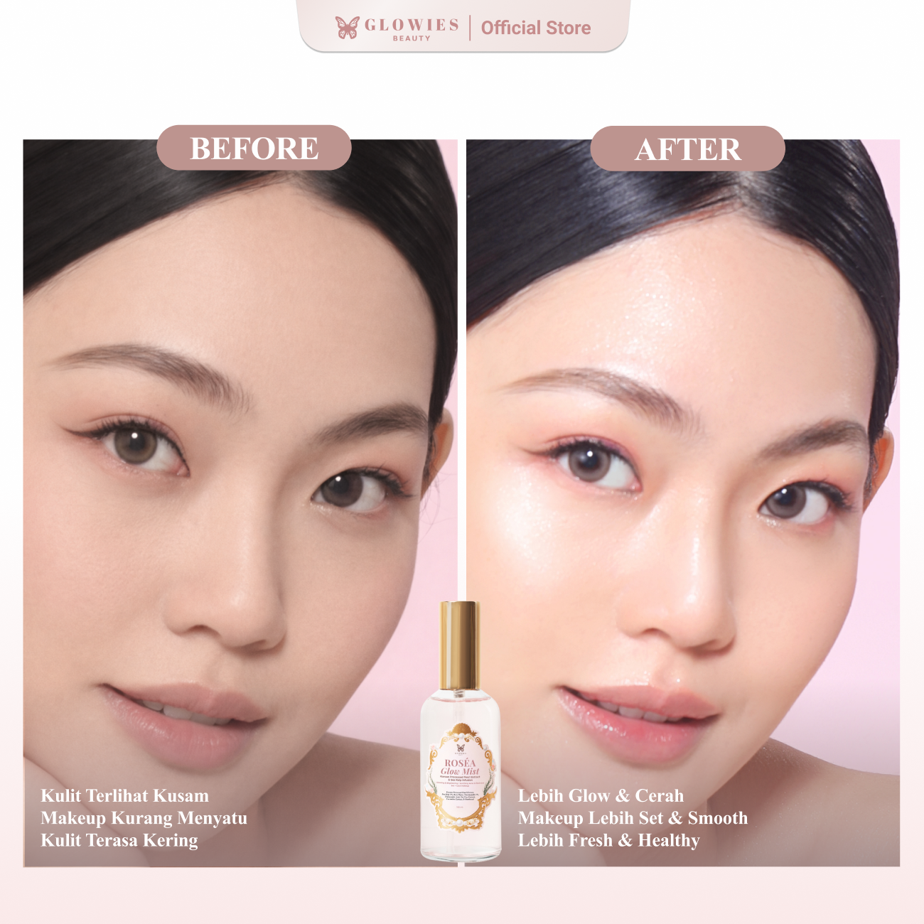 [2 PCS] Glow Mist Glowies Niacinamide RoSéa Glow Mist Get 2 Pcs Face Mist with Korean Technology & Sea Kelp Infusion Rose extract Niacinamade Tranexamic Acid Face Mist 100ml