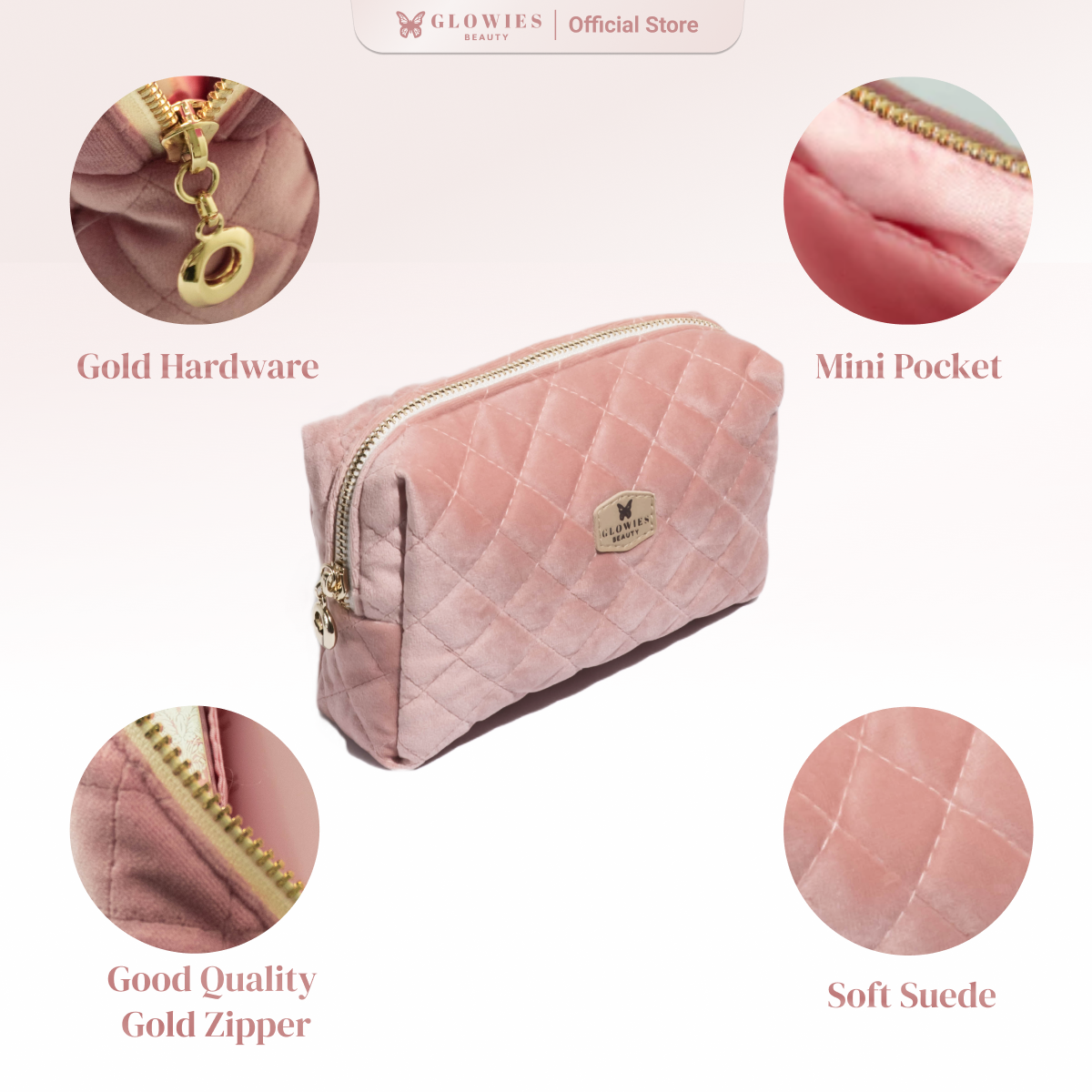 Luxe package RoSéa Glow Mist Pearl Extract with Korean Technology & Glam pouch Tempat Makeup Aesthetic