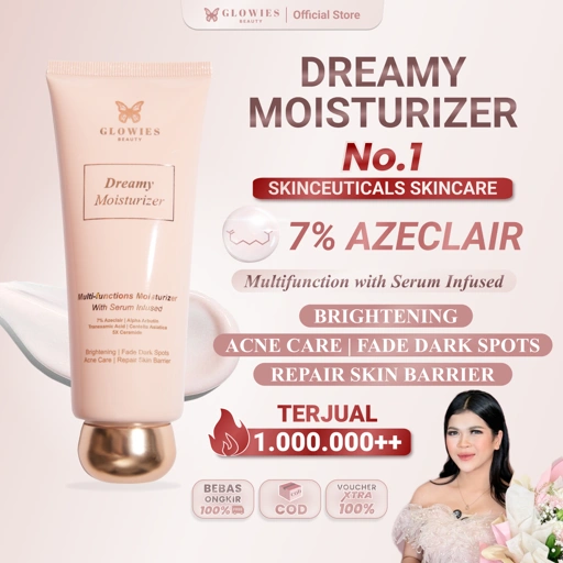 [Dr. Incognito Approved] Glowies Dreamy Moisturizer 80ml Formulasi Korea 7% Azeclair 6% Niacinimide Alpha Arbutin 5x Ceramide Pelembab wajah Busui Friendly membantu Mencerahkan Meratakan Menghilangkan jerawat PIE PIH Memperbaiki Skin Barrier