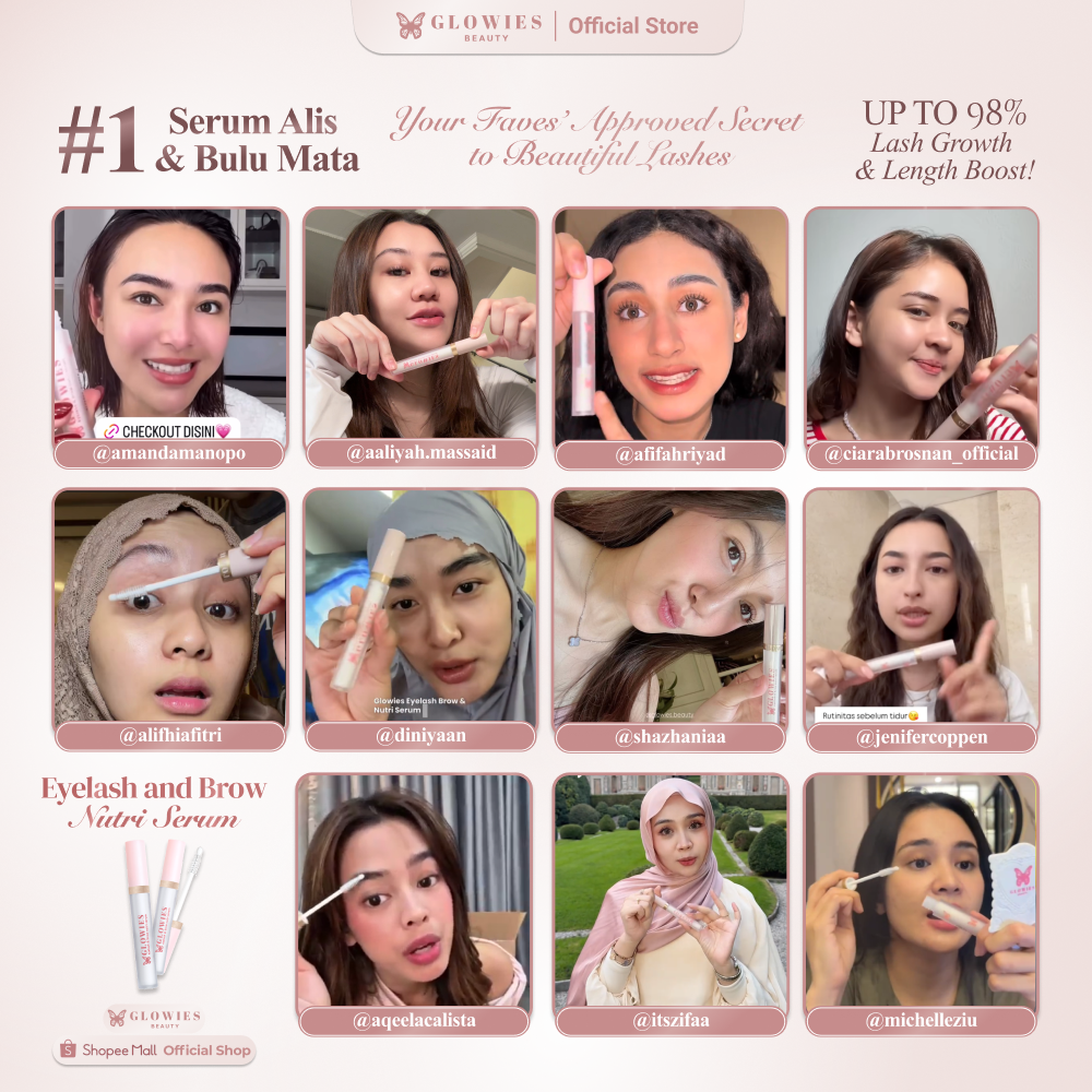 Glowies Serum Bulu Mata Serum Bulu Mata dan Alis Serum Pemanjang Alis dan Bulu Mata 4 ml Water Based Serum tidak perih dimata Bumil Busui Aman
