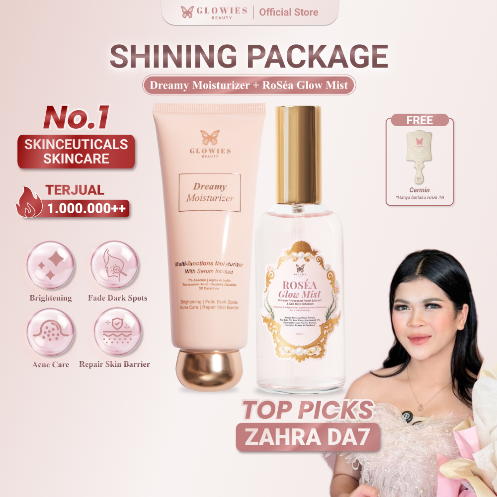 GLOWIES BEAUTY Shining Package Roséa Glow Mist & Moisturizer Glowies Beauty 80 ml Face Mist Pearl Extract with Korean Technology & Sea Kelp Infusion Rose extract Niacinamade Tranexamic Acid Face Mist 100ml