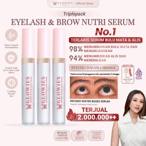 [3 PCS] Eyelash Serum Glowies 4ml  Serum Bulu Mata dan Alis Eyelash 4 ml Water Based Serum Menumbuhkan Bulu Mata Memanjangkan dan Merawat Bulu Mata & Alis