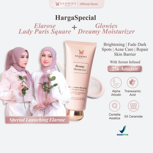 [Elarose Lady Paris Square + Dreamy Moisturizer] GLOWIES BEAUTY Dreamy Moisturizer Pelembab Wajah Skin Barrier Moisturizer 80 ml