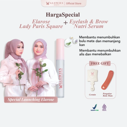 [Elarose Lady Paris Square + Eyelash & Brow Nutri Serum] GLOWIES BEAUTY Eyelash & Brow Nutri Serum | Serum Penumbuh Alis dan Bulu Mata 4 ml