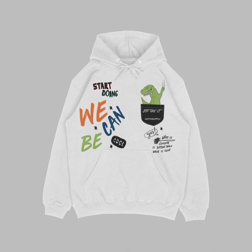 Image of OOTDSUPPLY Pullover Hoodie T-rex White | Hoodie Pria & Wanita HD015