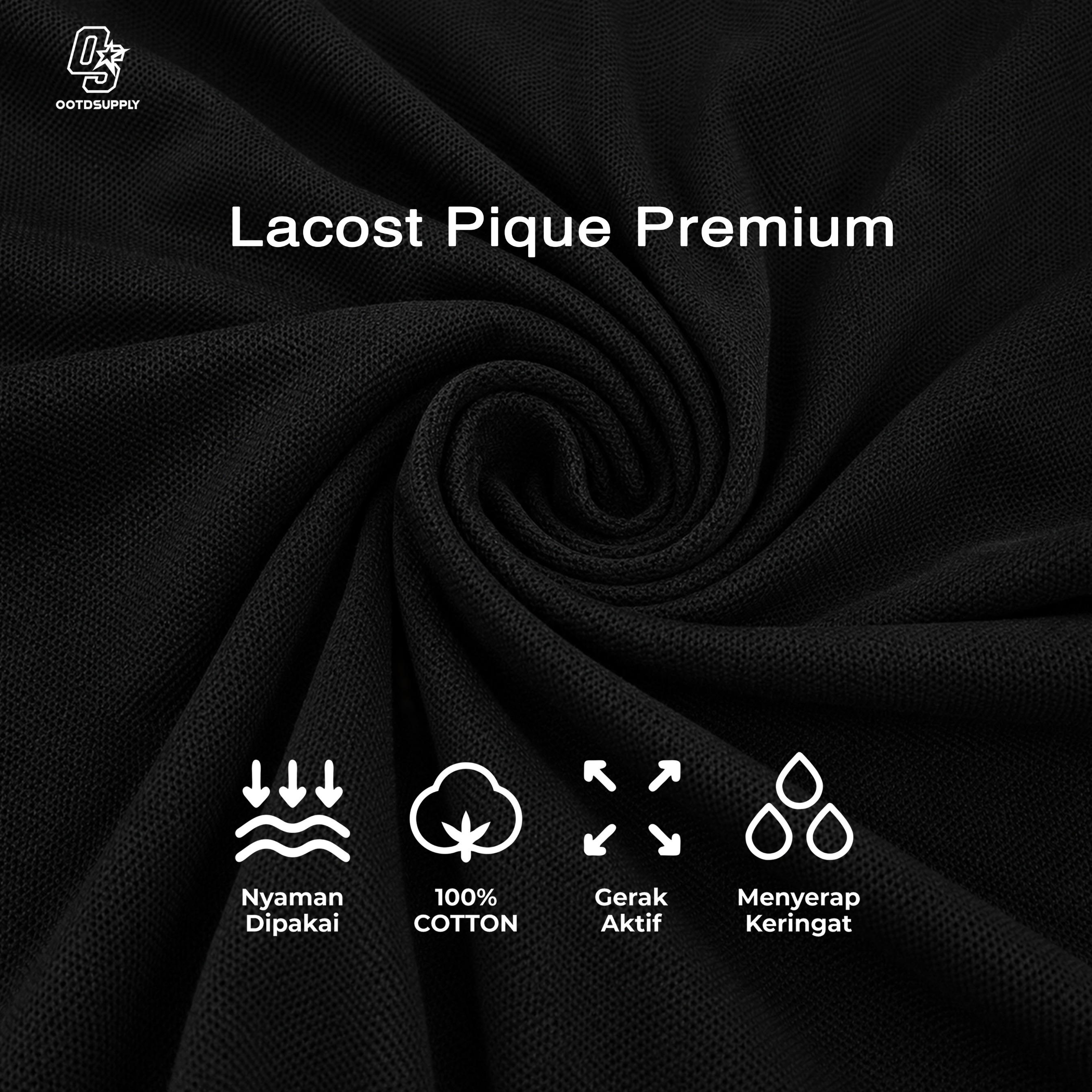 OOTDSUPPLY Polo Shirt Pique Edge Rapid Embroidery Navy l Polo Pique | Kemeja Unisex Kerah Polo Lacost I OS-PSPQ-RGB-EDGE-05E