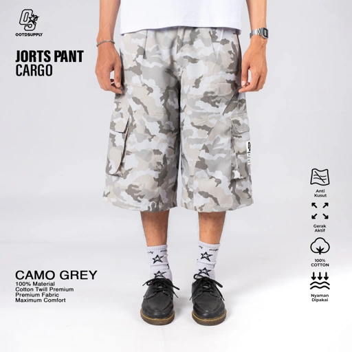 OOTDSUPPLY Jorts Pant Cargo Camo Green Basic | Shortpants Camo | Cargo Loreng Sporty | OS-JPC-CMO-ABGRY