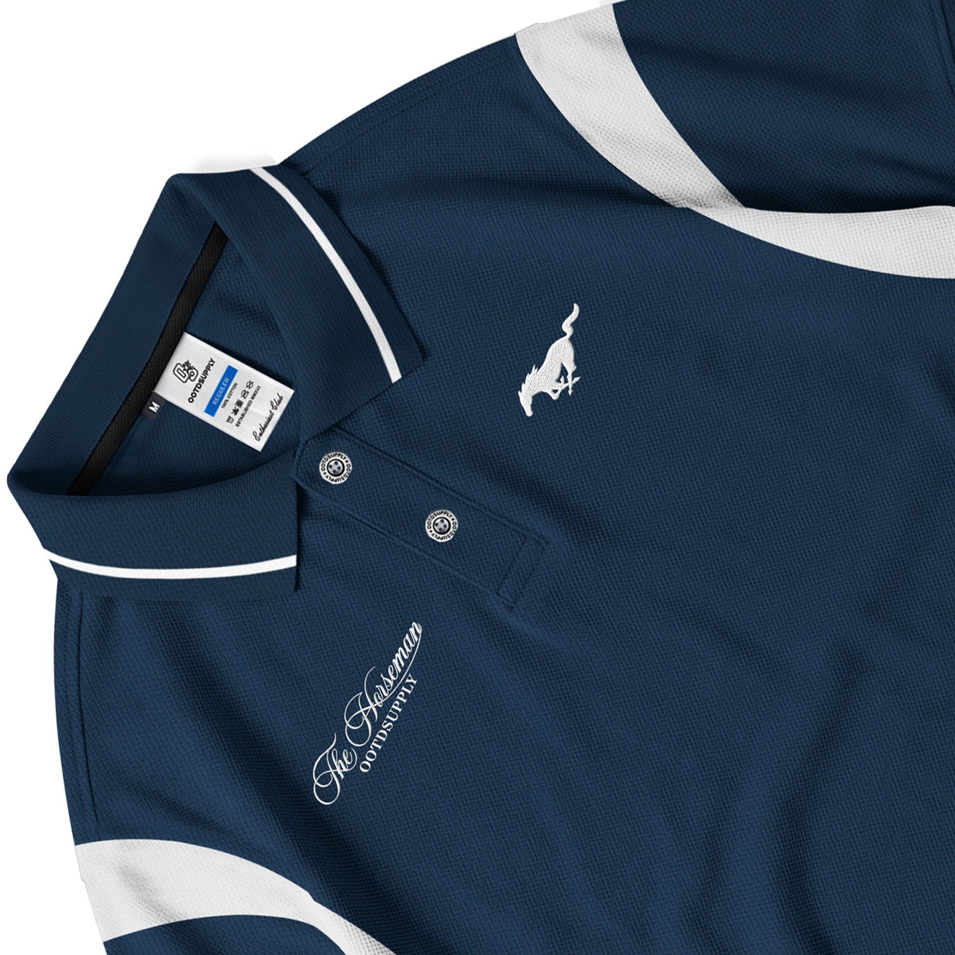OOTDSUPPLY Polo Shirt Pique Edge Rapid Embroidery Navy l Polo Pique | Kemeja Unisex Kerah Polo Lacost I OS-PSPQ-RGB-EDGE-05E