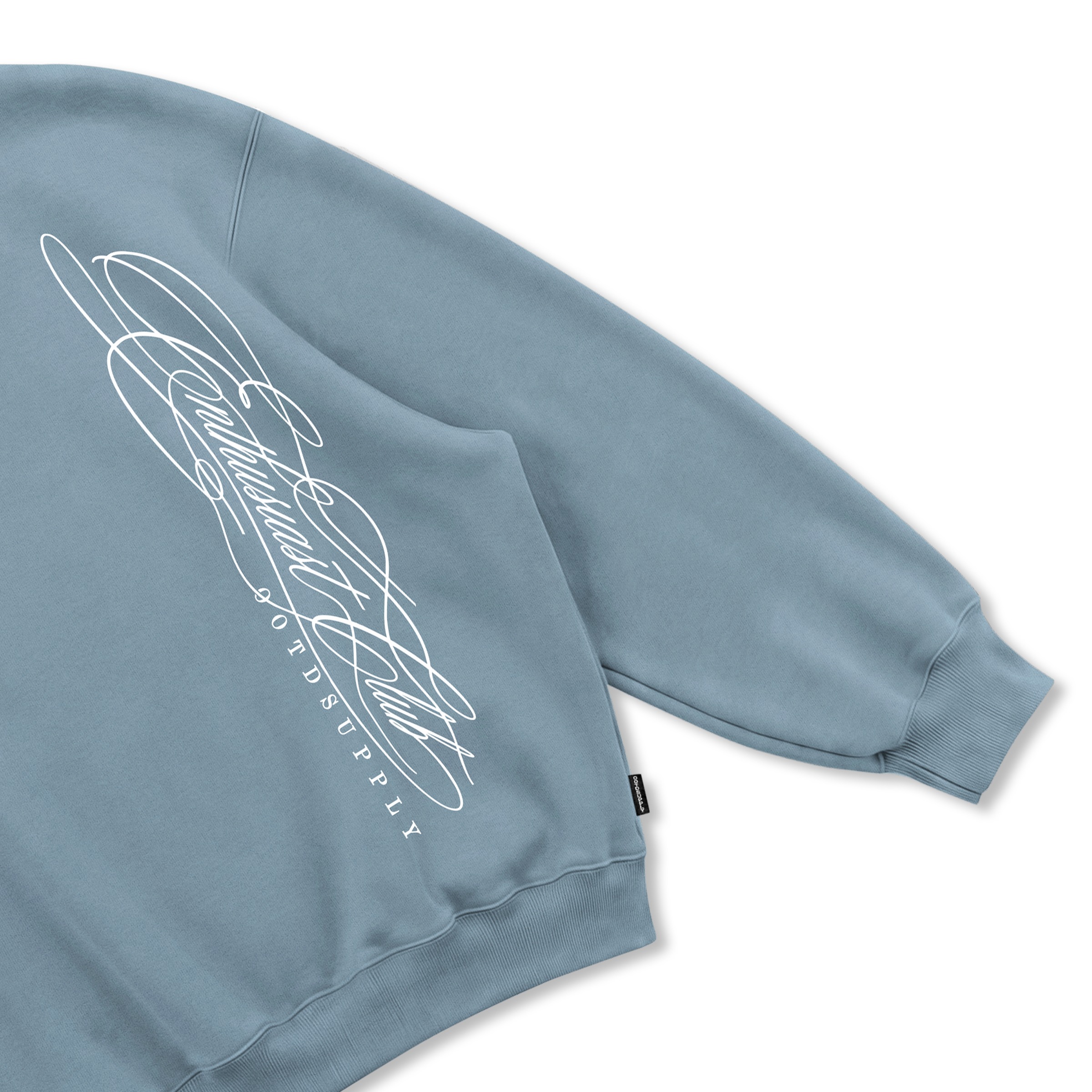 OOTDSUPPLY Crewneck Cursive | Sweater Pria & Wanita | Cotton Fleece Unisex | OS-CN124-LGRY