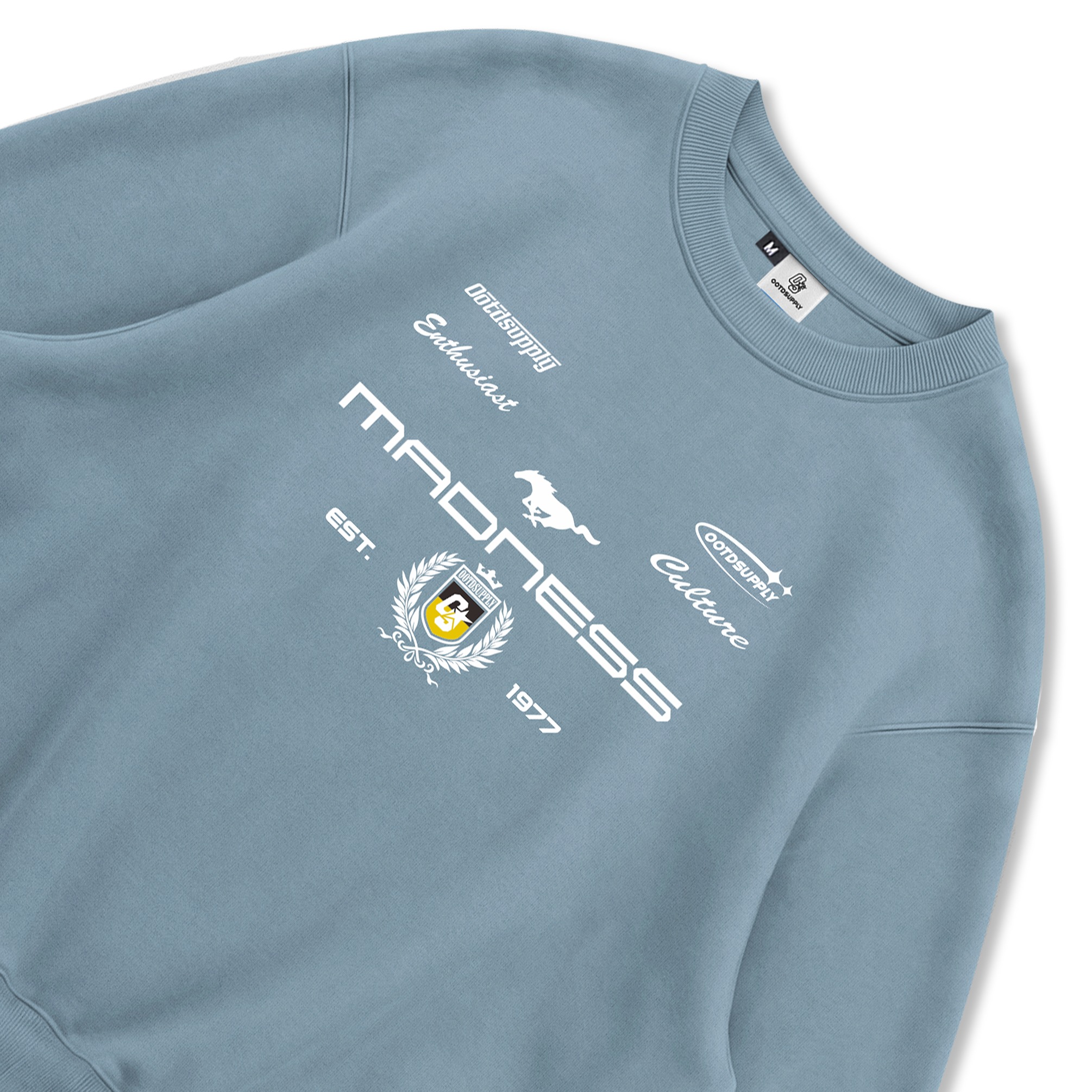 OOTDSUPPLY Crewneck Madness Light Grey | Sweater Pria & Wanita | Cotton Fleece Unisex | OS-CN125-LGRY