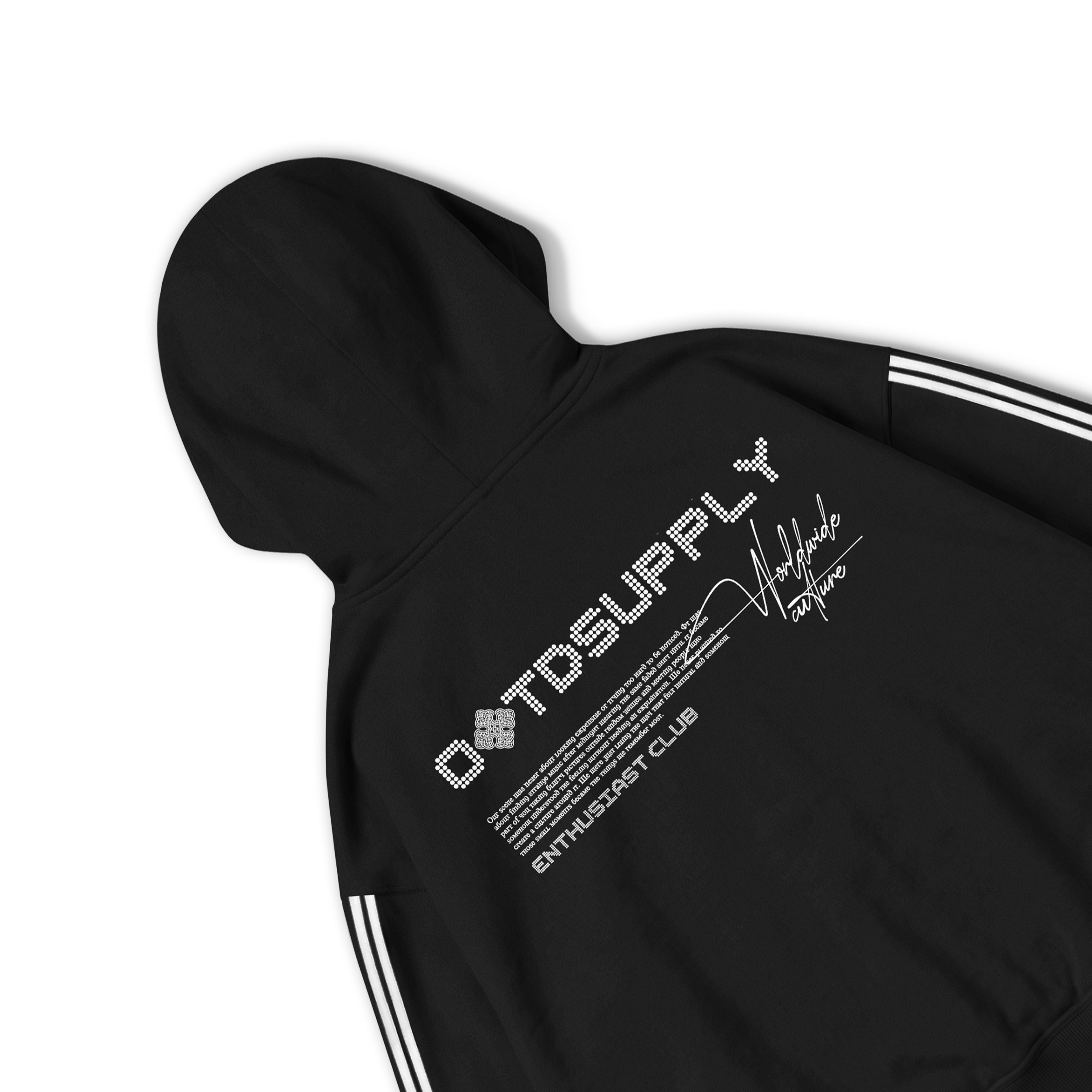 OOTDSUPPLY Hoodie Boxy Zipper Fireman Clasp Mozaic Black | Jaket Boxyfit Streetwear Unisex | OS-HDBX-FRMN-BLK-001