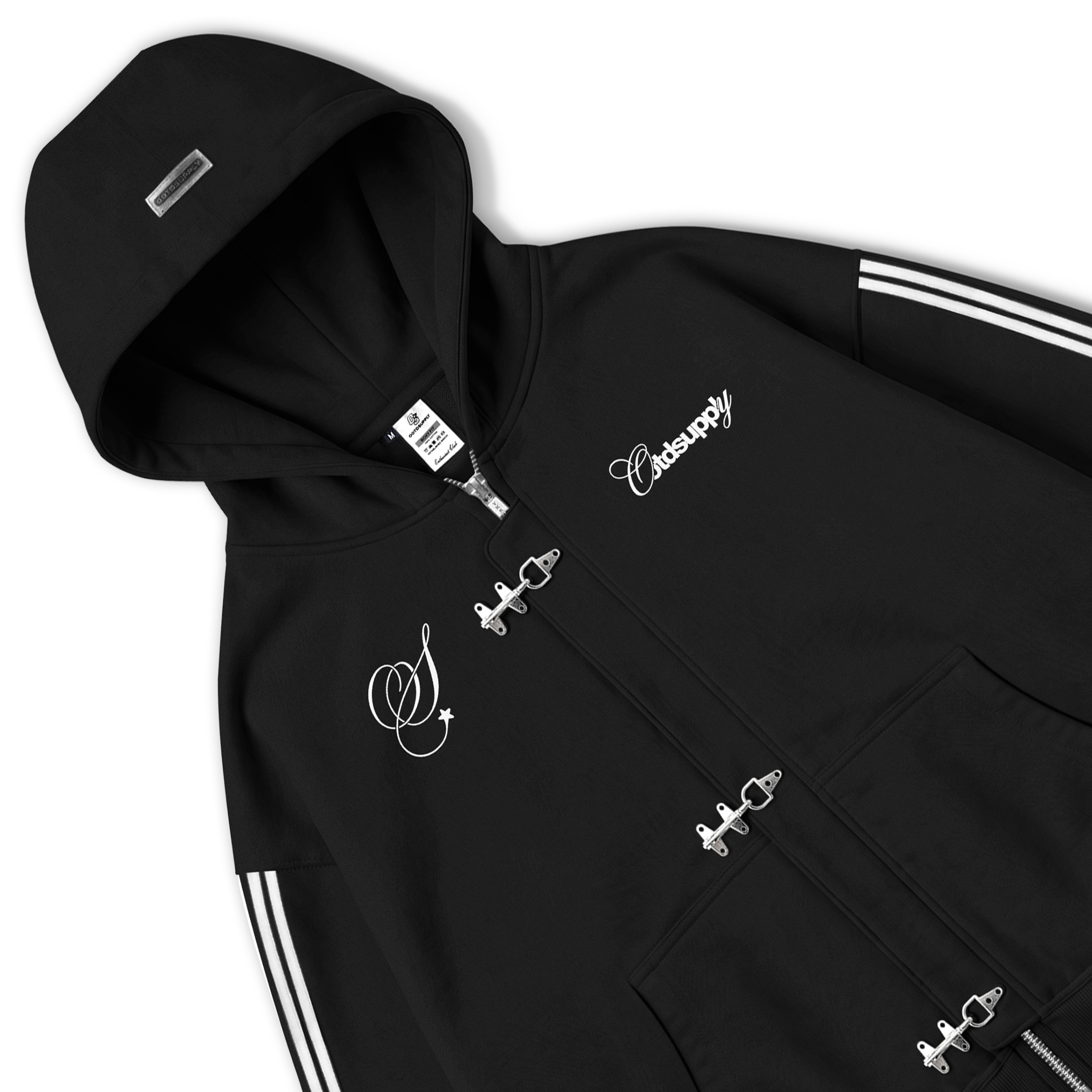 OOTDSUPPLY Hoodie Boxy Zipper Fireman Clasp Stellar Black | Jaket Boxyfit Streetwear Unisex | OS-HDBX-FRMN-BLK-003