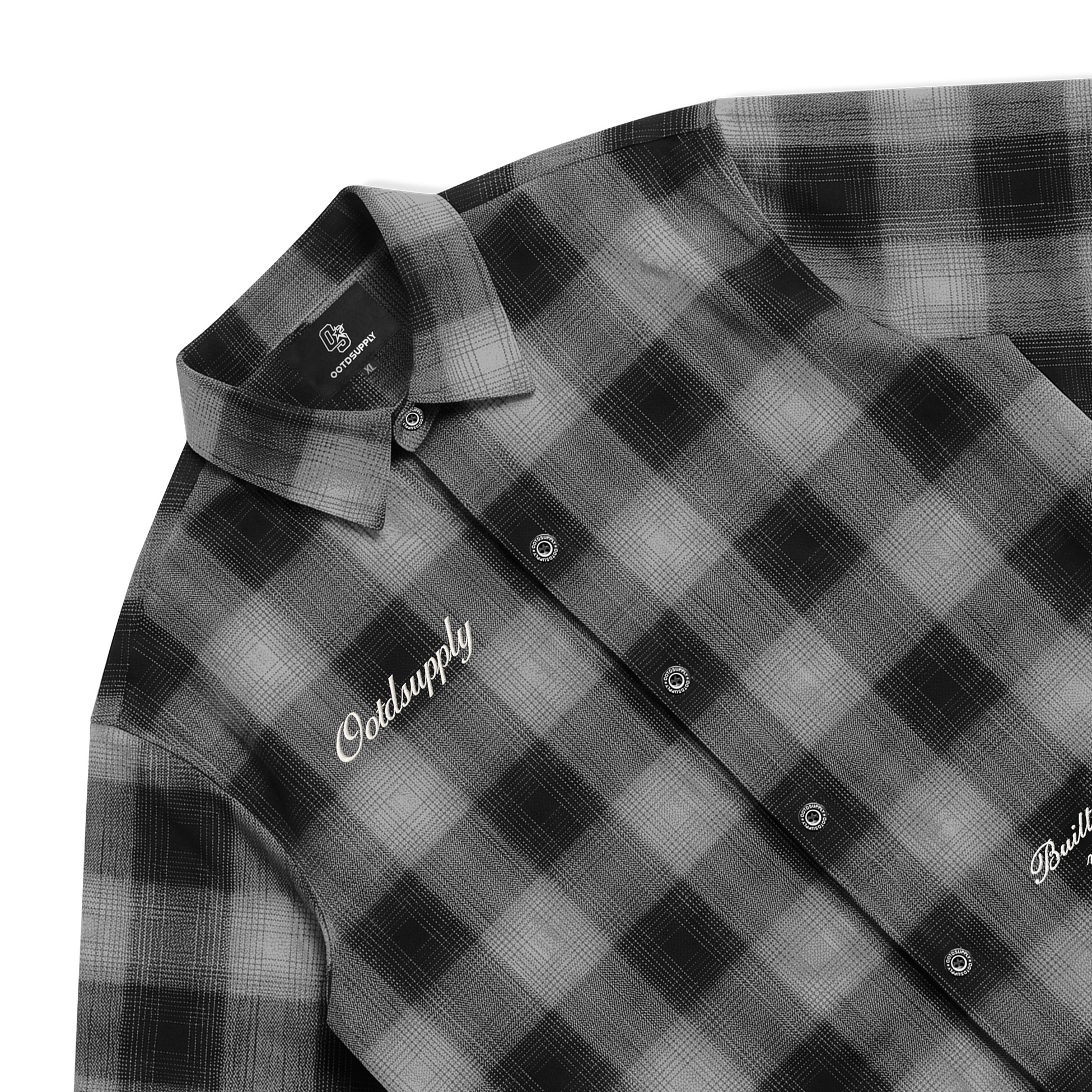 OOTDSUPPLY Kemeja Flannel Loser Embroidery Boxy Oversize | Workshirt Flannel Lengan Pendek Pria Wanita | Casual Streetwear | OS-KMJFL01-02E