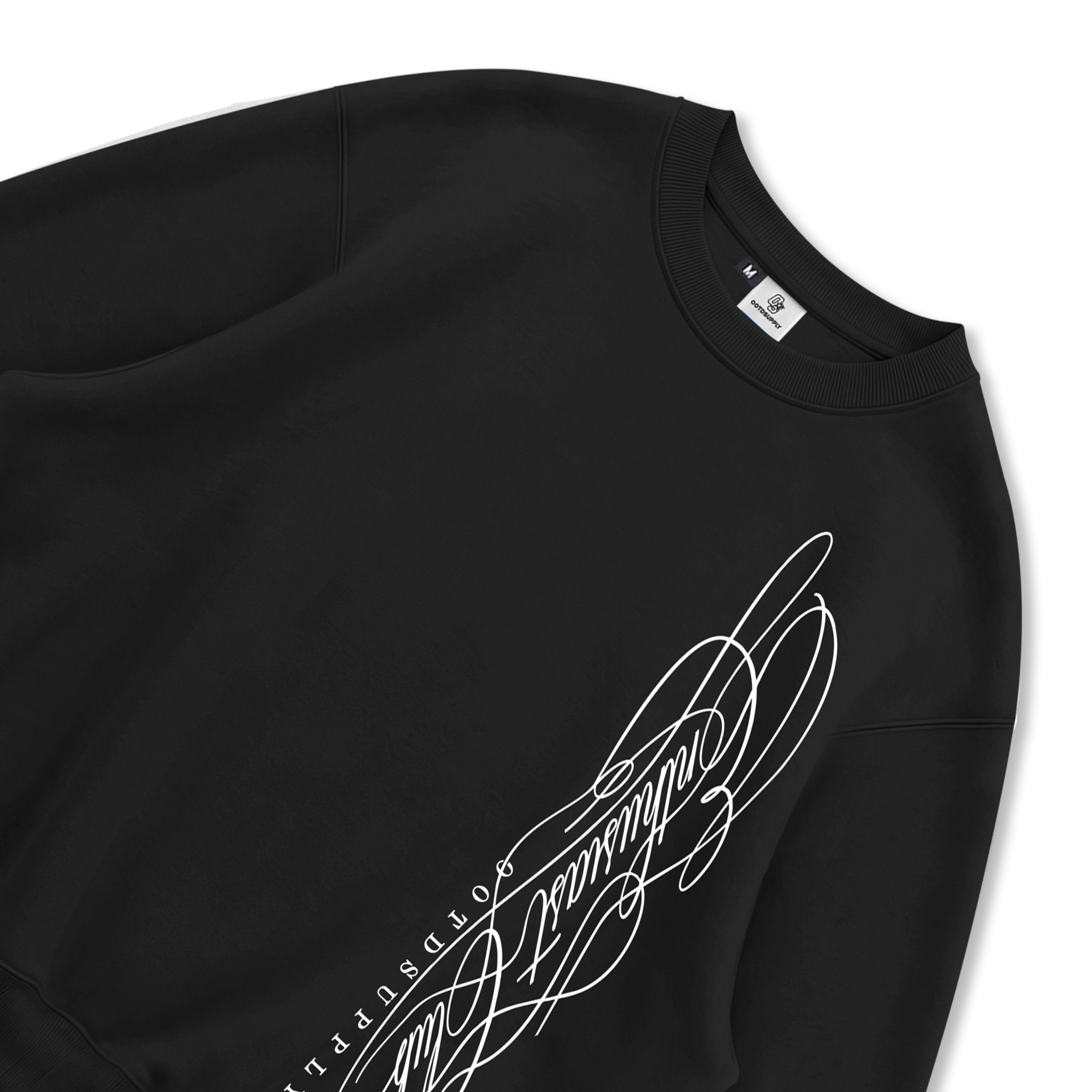 OOTDSUPPLY Crewneck Cursive | Sweater Pria & Wanita | Cotton Fleece Unisex | OS-CN124-LGRY