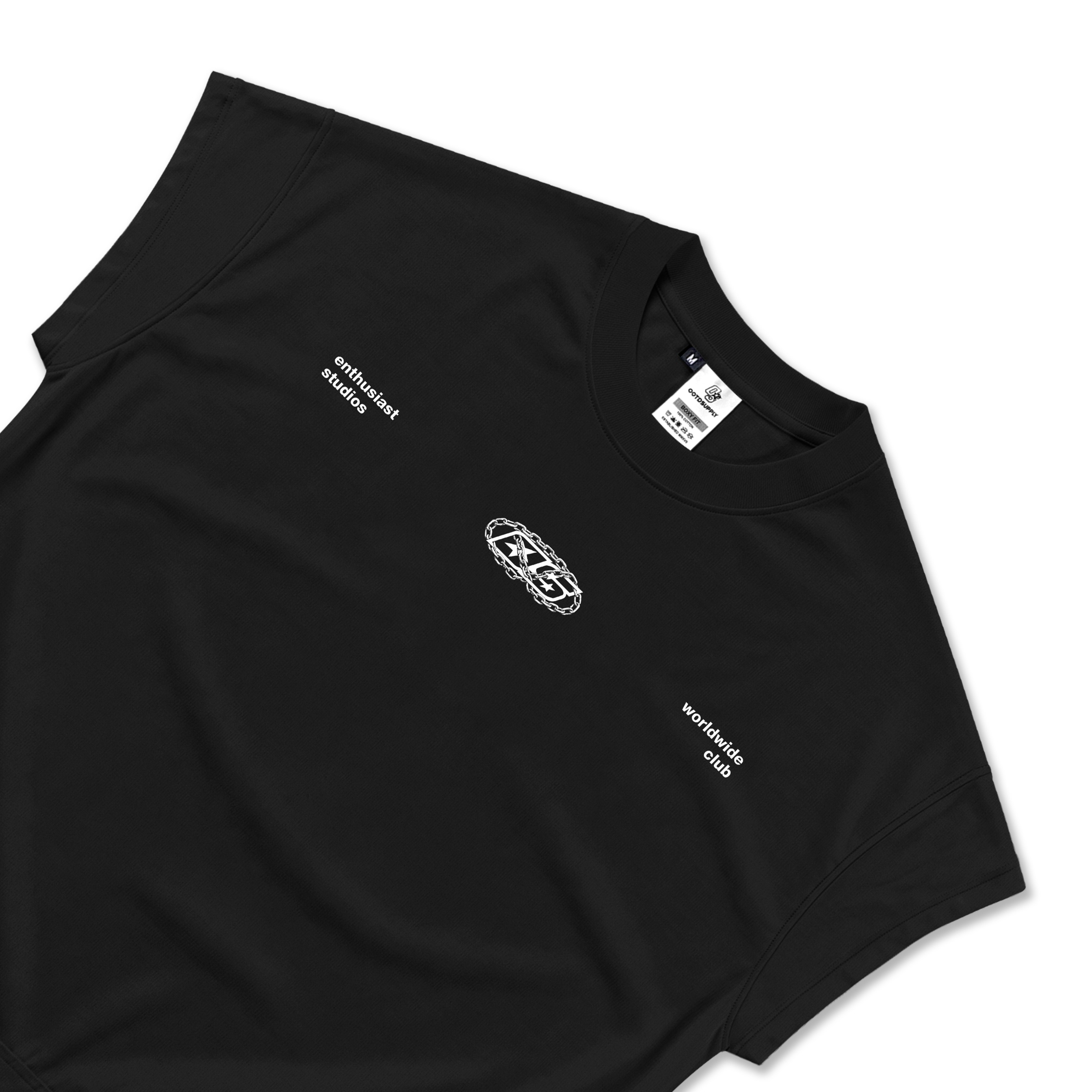 OOTDSUPPLY Oversize Boxy Tanktop Chain Black & White | Sleeveles Boxy Tee | Singlet Unisex 20s | OS-OVZ-BX-TNK-BLK-002