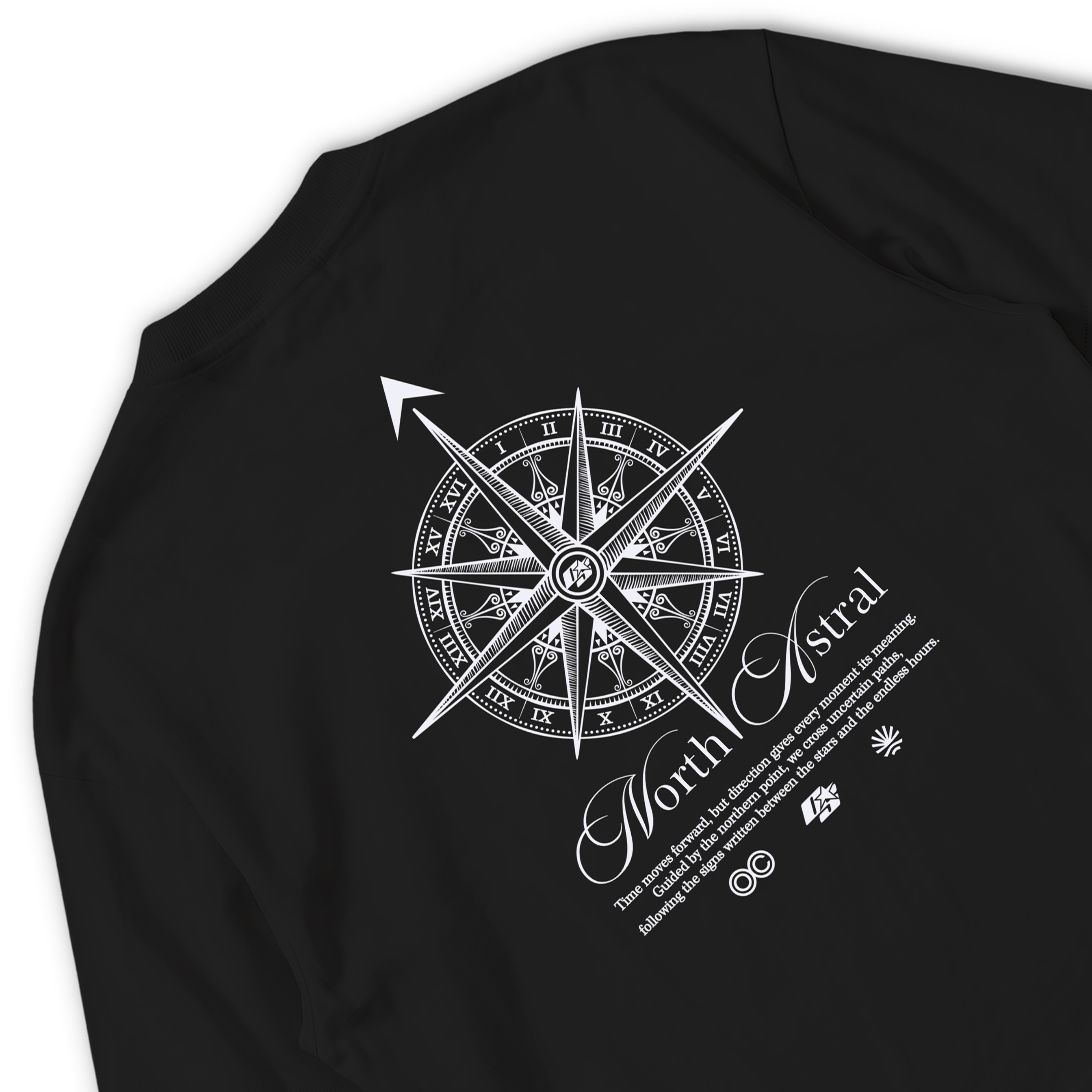 OOTDSUPPLY Longsleeve Boxy Combi Waffle Compass Black White | Kaos Oversize Lengan Panjang Pria Wanita | Streetwear Unisex | OS-DS-BX-WFL-BW-001
