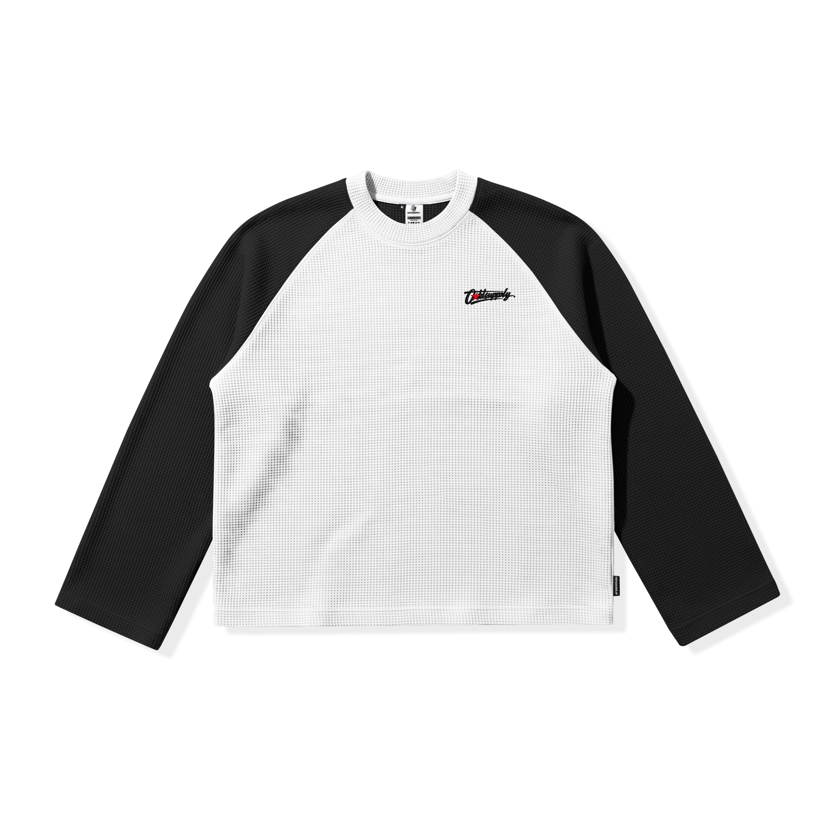 OOTDSUPPLY Longsleeve Boxy Raglan Waffle Altar Embroidery | Kaos Oversize Lengan Panjang Pria Wanita | Streetwear Unisex | OS-LSBX-RGL-WFL-WB-001E