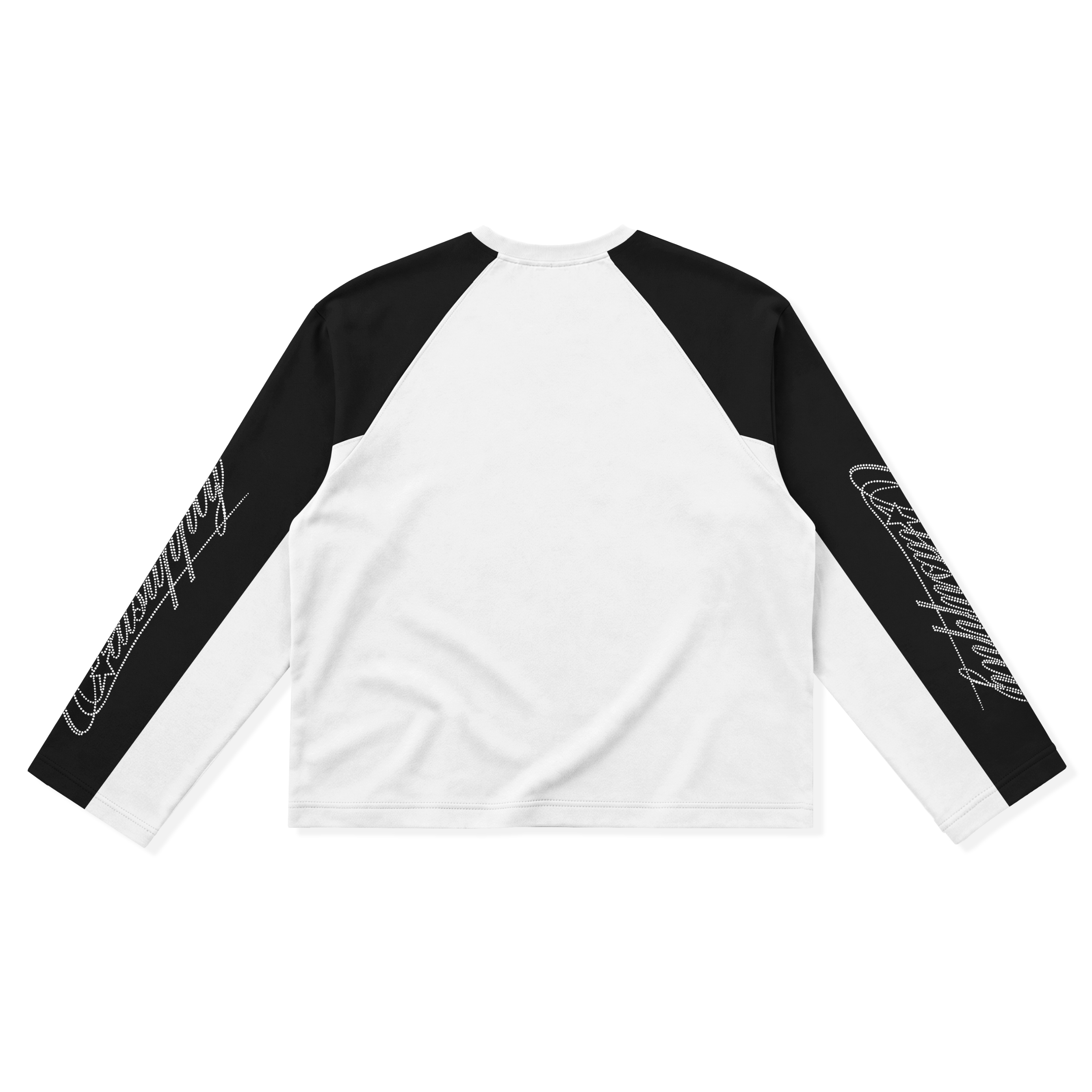 OOTDSUPPLY Longsleeve Boxy Raglan Nero Blink White Black | Kaos Boxyfit | OS-LSBX-RGL-NR-WB-01