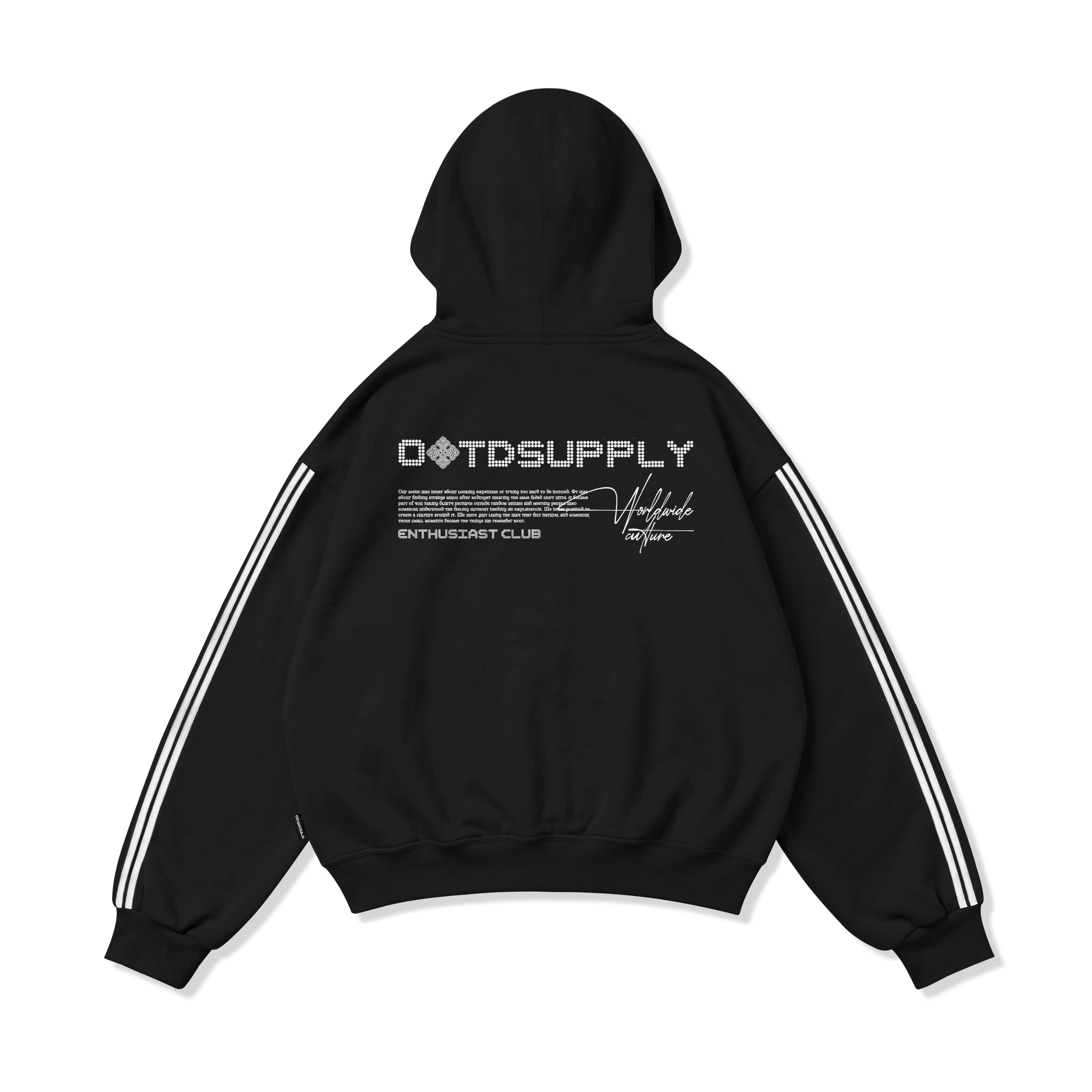 OOTDSUPPLY Hoodie Boxy Zipper Fireman Clasp Mozaic Black | Jaket Boxyfit Streetwear Unisex | OS-HDBX-FRMN-BLK-001