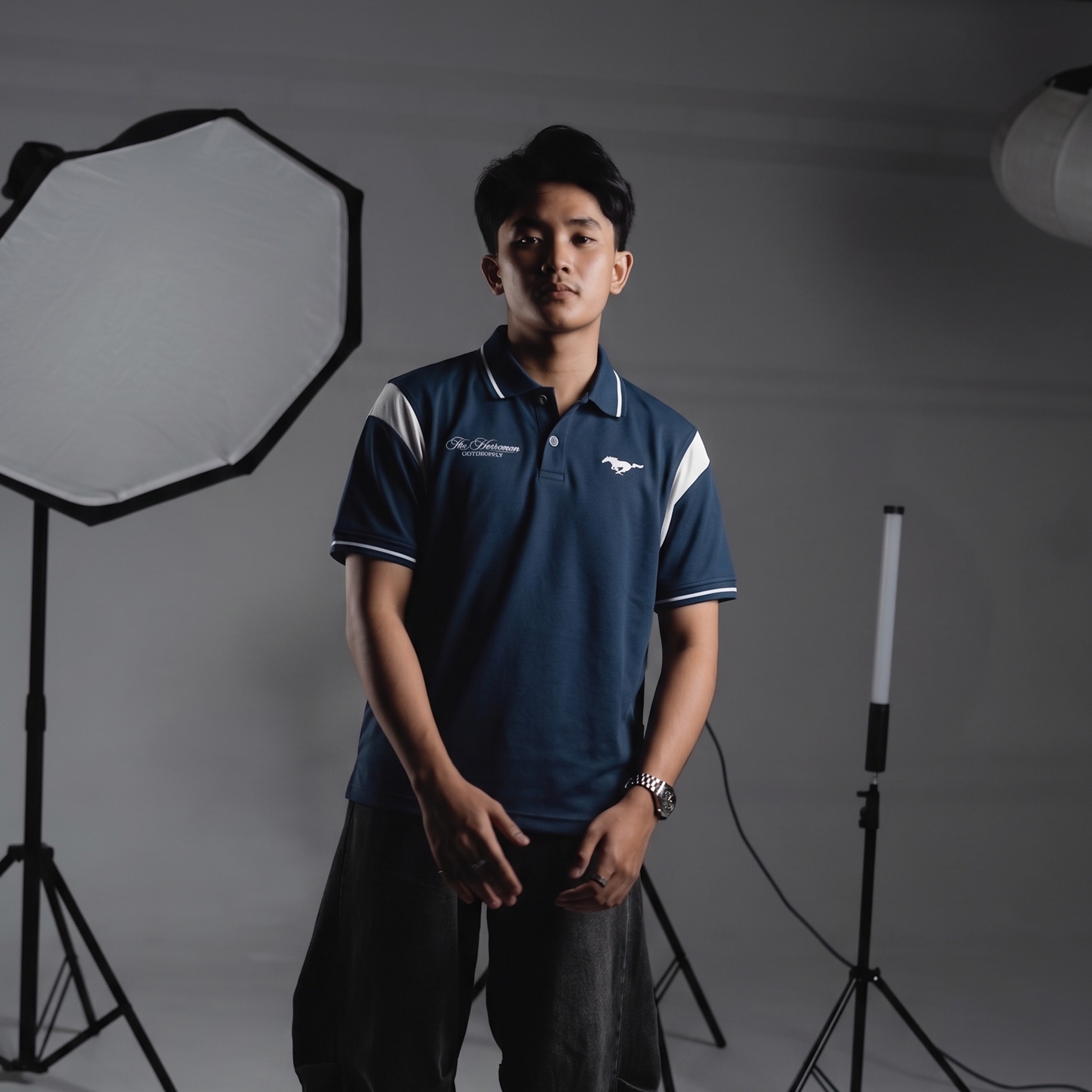 OOTDSUPPLY Polo Shirt Pique Edge Rapid Embroidery Navy l Polo Pique | Kemeja Unisex Kerah Polo Lacost I OS-PSPQ-RGB-EDGE-05E
