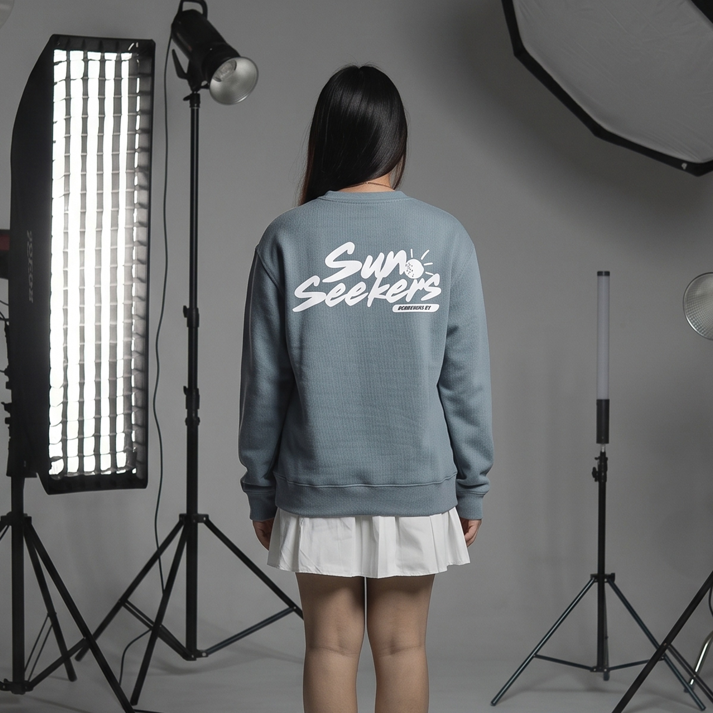 OOTDSUPPLY Crewneck Sun Seekers Light Grey | Sweater Pria & Wanita | Cotton Fleece Unisex | OS-CN126-LGRY