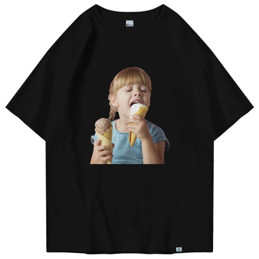 Image of OOTDSUPPLY Oversized Tshirt Girl ice Black I Kaos Oversize OVZ019